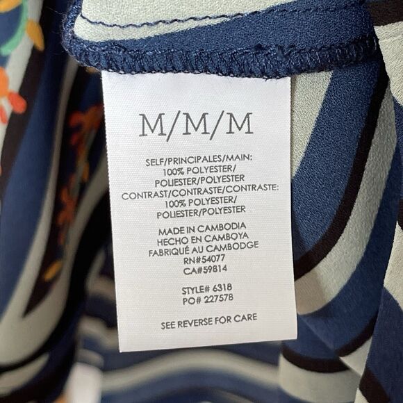 CABI striped & floral sleeveless blouse zip front Medium - Picture 4 of 5